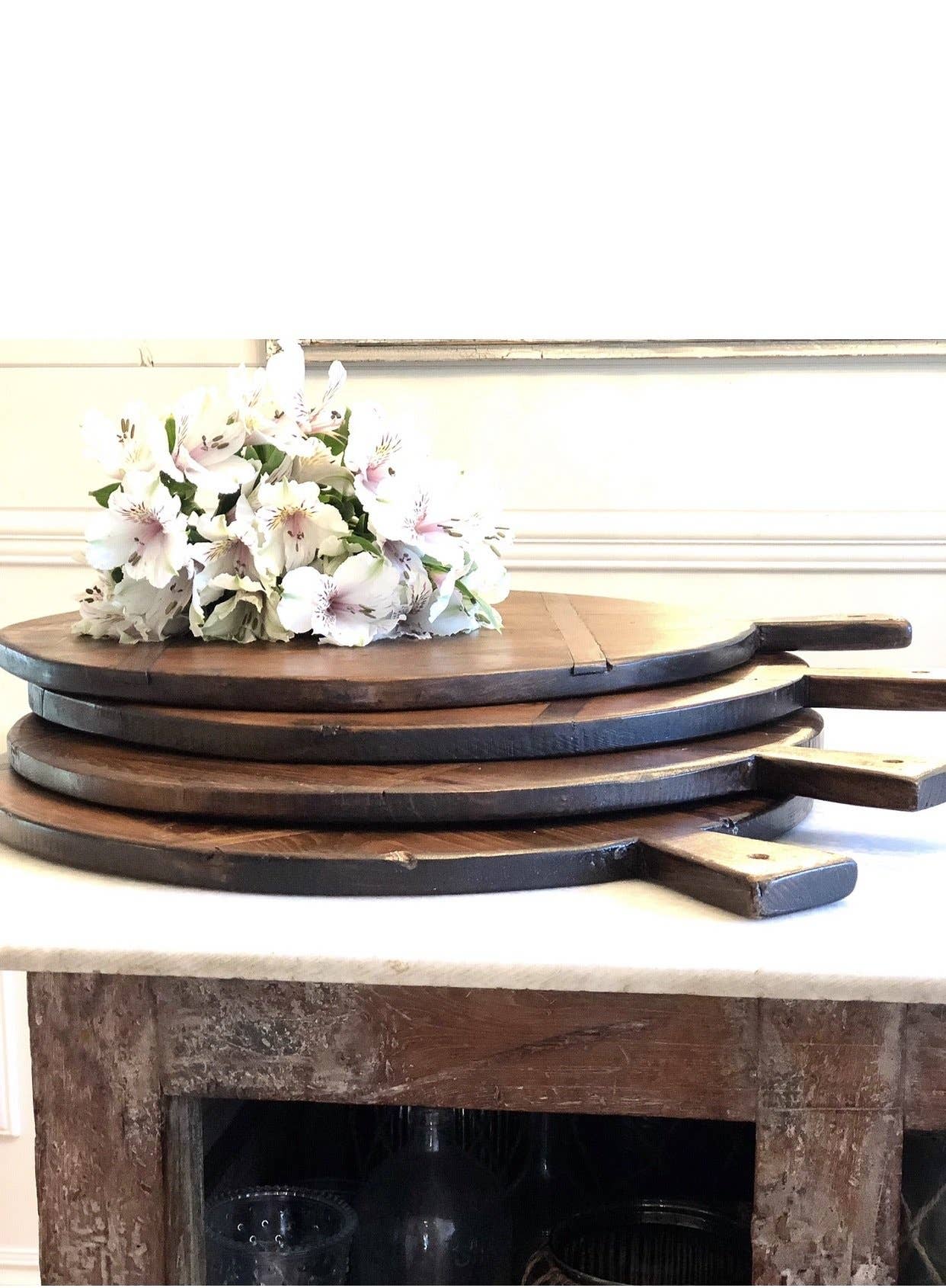 Bloom & Co. - Wholesale Cheese Board - Large Round Rustic Reclaimed Pine Bread Board1