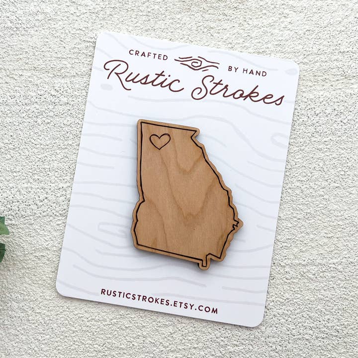 Georgia State Magnet | Wooden GA Fridge Magnet for wholesale by RusticStrokes