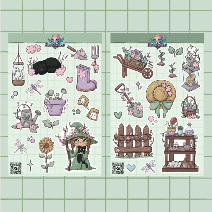 Foraging Witch Sticker Sheet(s) for wholesale by Eclectic Scribbles