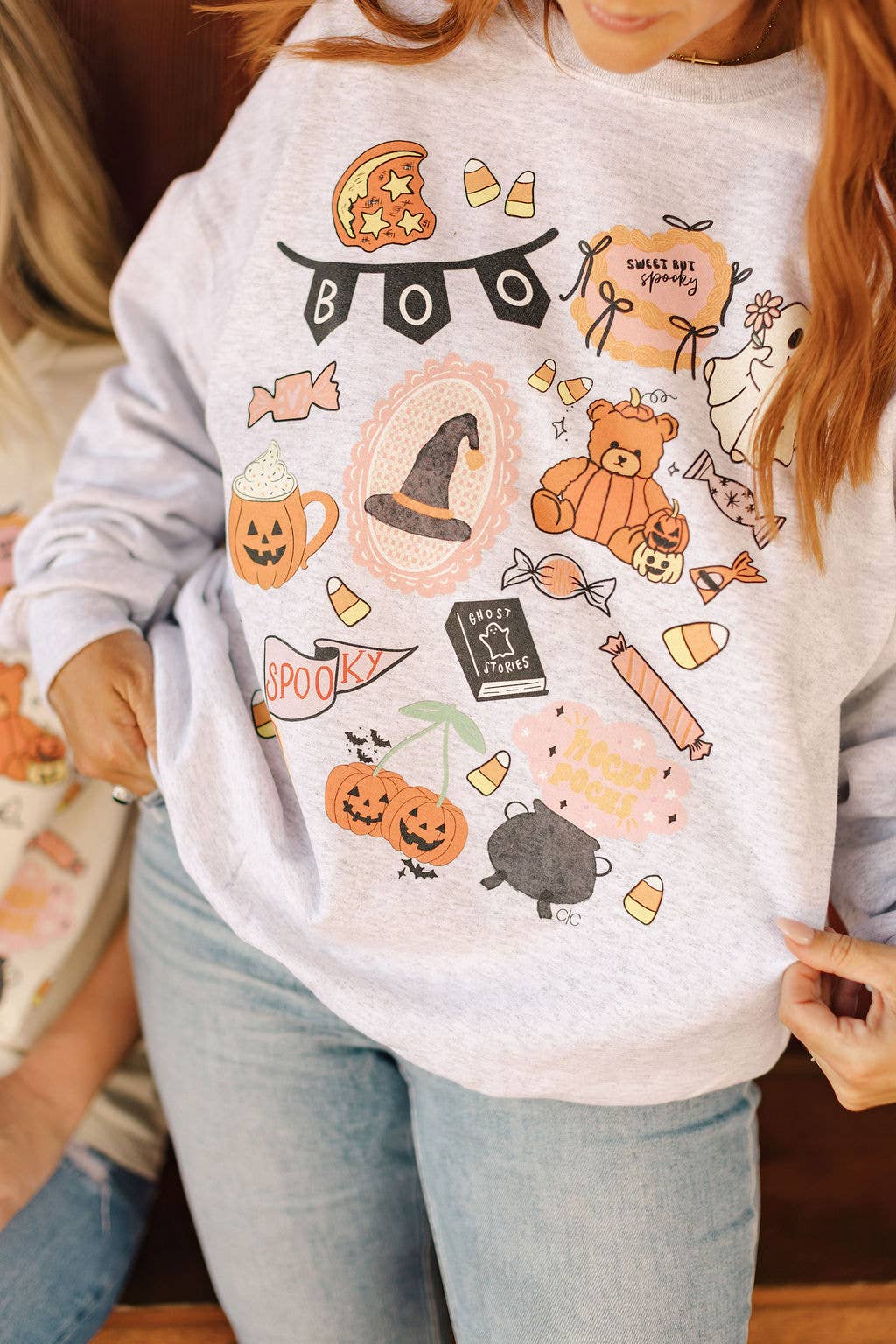 Whitney | Chaudoin Creations - Wholesale Graphic Sweatshirt - Women's - Boo Halloween Collage Graphic Sweatshirt