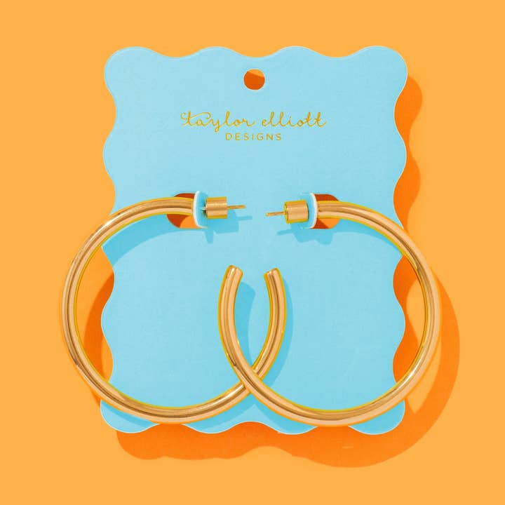 Terry Gouden Hoepeloorbellen X-Large - Min. 2 (E-87) voor wholesale door Taylor Elliott Designs