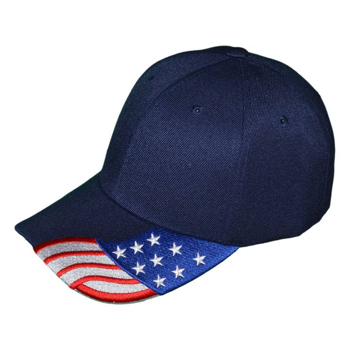 Buck Wholesale - Wholesale Baseball cap – Unisex - Patriotic Baseball Hats - USA Flag Embroidered on Bill BK2
