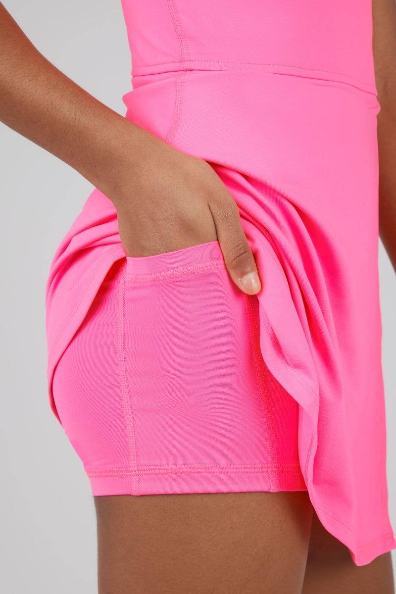 90 Degree by Reflex & Yogalicious - Wholesale Athletic Dress - Kids - Girls Athletic Active Tennis Dress with Inner Shorts 6