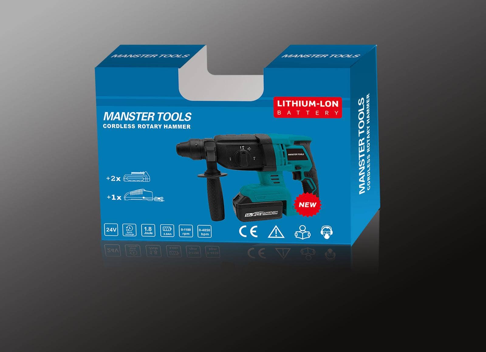 Royal Swiss - Wholesale Handy Tool - Cordless Drill Hammer Set - Two 24V Batteries2