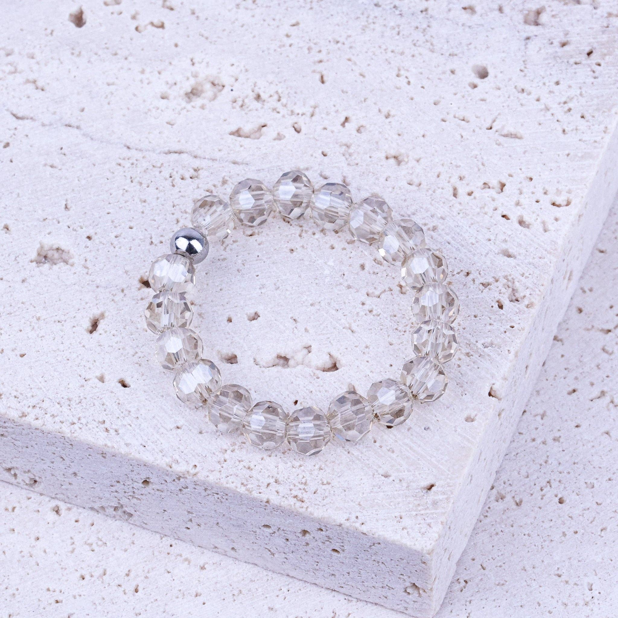 The Inspiration Company - Wholesale Band/Stacked Ring - Earthstone Stretch Ring - Champagne Crystal