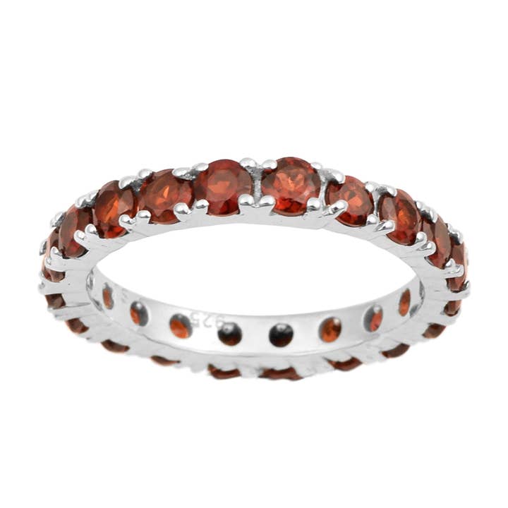 Full Eternity 2 Ctw Garnet Sterling Silver Women Stackable Ring for wholesale by Star Joya