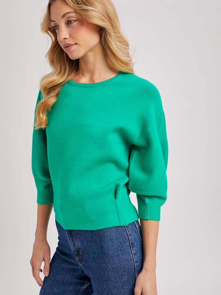 Bluivy - Wholesale Knit Sweater - Women's - PUFFED 3/4 SLEEVED KNIT SWEATER TOP22