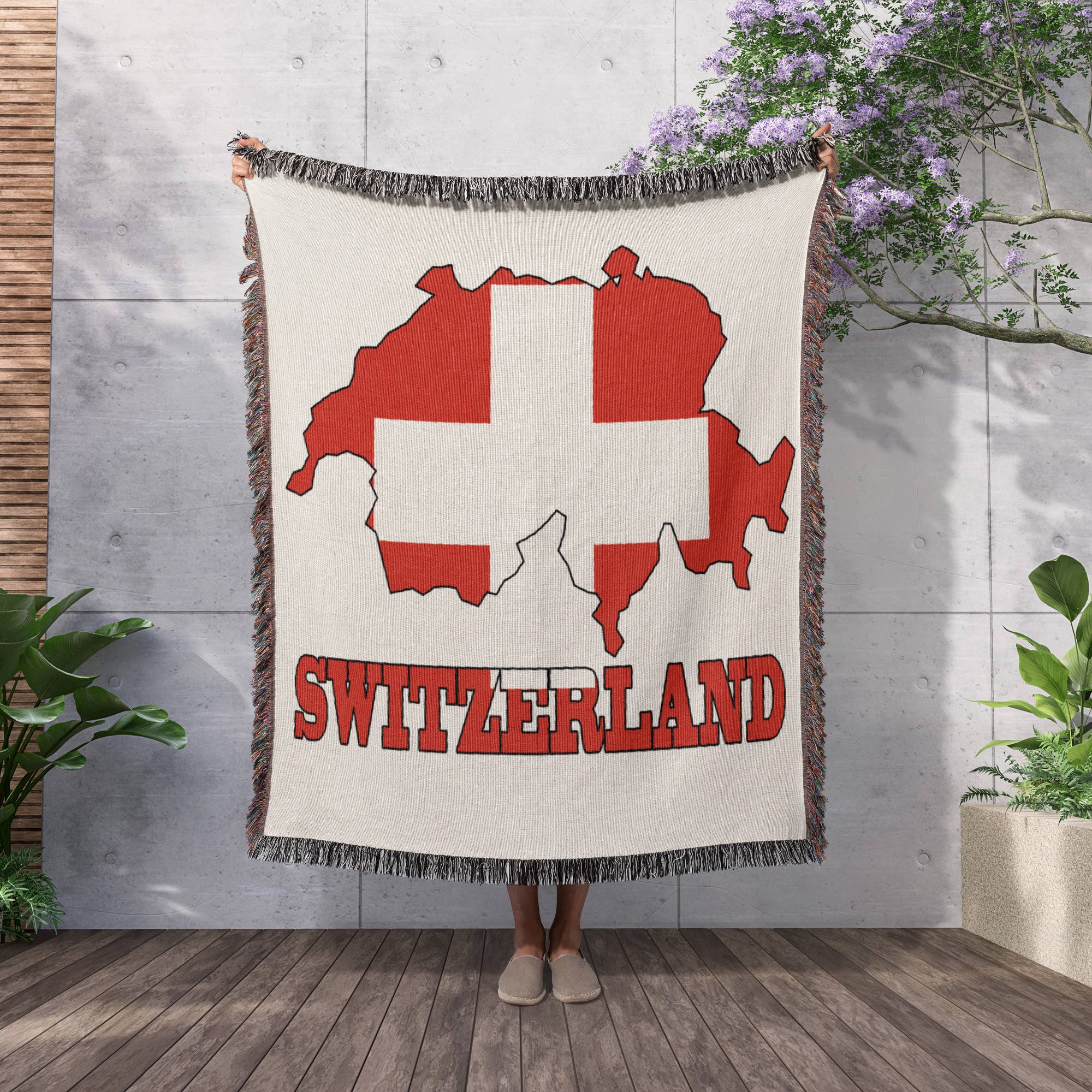 3dRose - Wholesale Throw Blanket - 3dRose, The flag of Switzerland in the outline map of the country and name, Switzerland., Blanket2