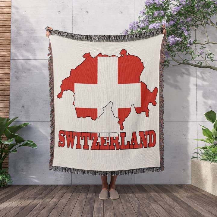 3dRose - Wholesale Throw Blanket - 3dRose, The flag of Switzerland in the outline map of the country and name, Switzerland., Blanket2