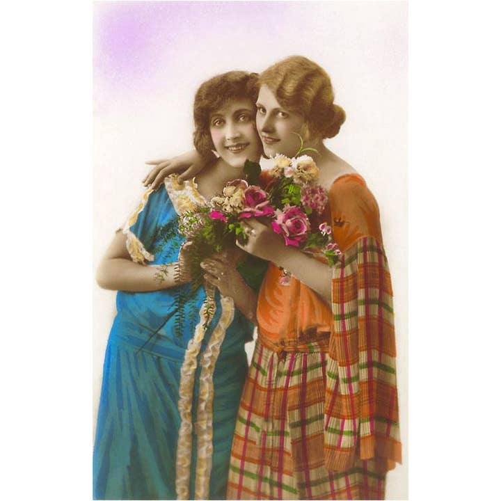 Found Image Press - Wholesale Stationery/Notecard Set - Greeting Card BW-15 Two Women with Flowers