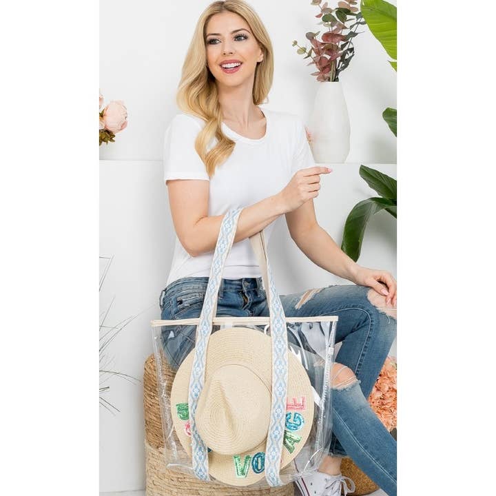 SAC FOURRE-TOUT TRANSPARENT AVEC BONNET pour la vente par Queens INC
