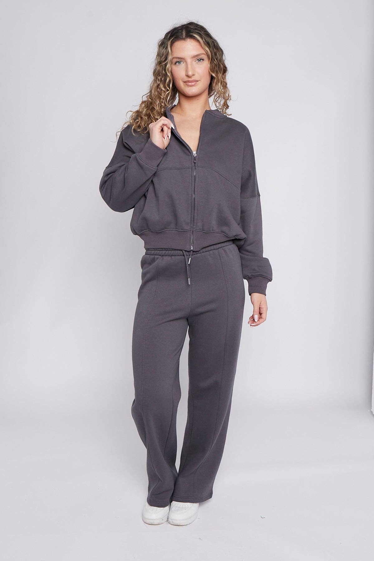AX Labels - Wholesale Top & Pant Set (NOT Loungewear) - Women's - Oversized Bomber Style Fleece Zipper Co-ord26
