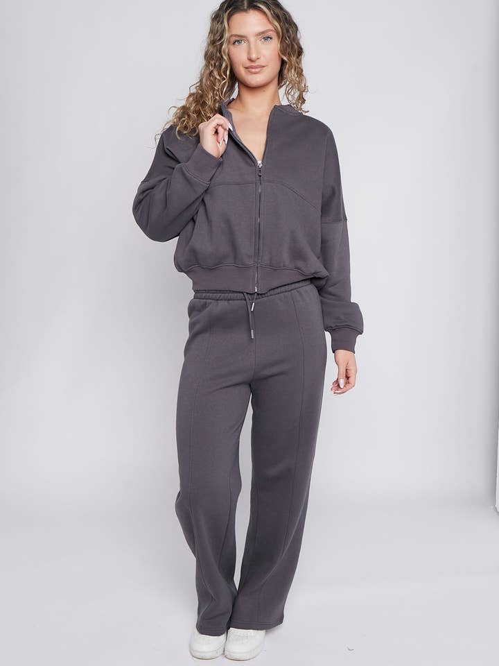 AX Labels - Wholesale Top & Pant Set (NOT Loungewear) - Women's - Oversized Bomber Style Fleece Zipper Co-ord26