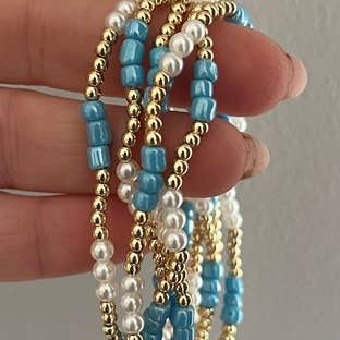 Stick Style - Wholesale Beaded Bracelet - Gold Filled & Pearl Bracelet - water proof/ non-tarnish