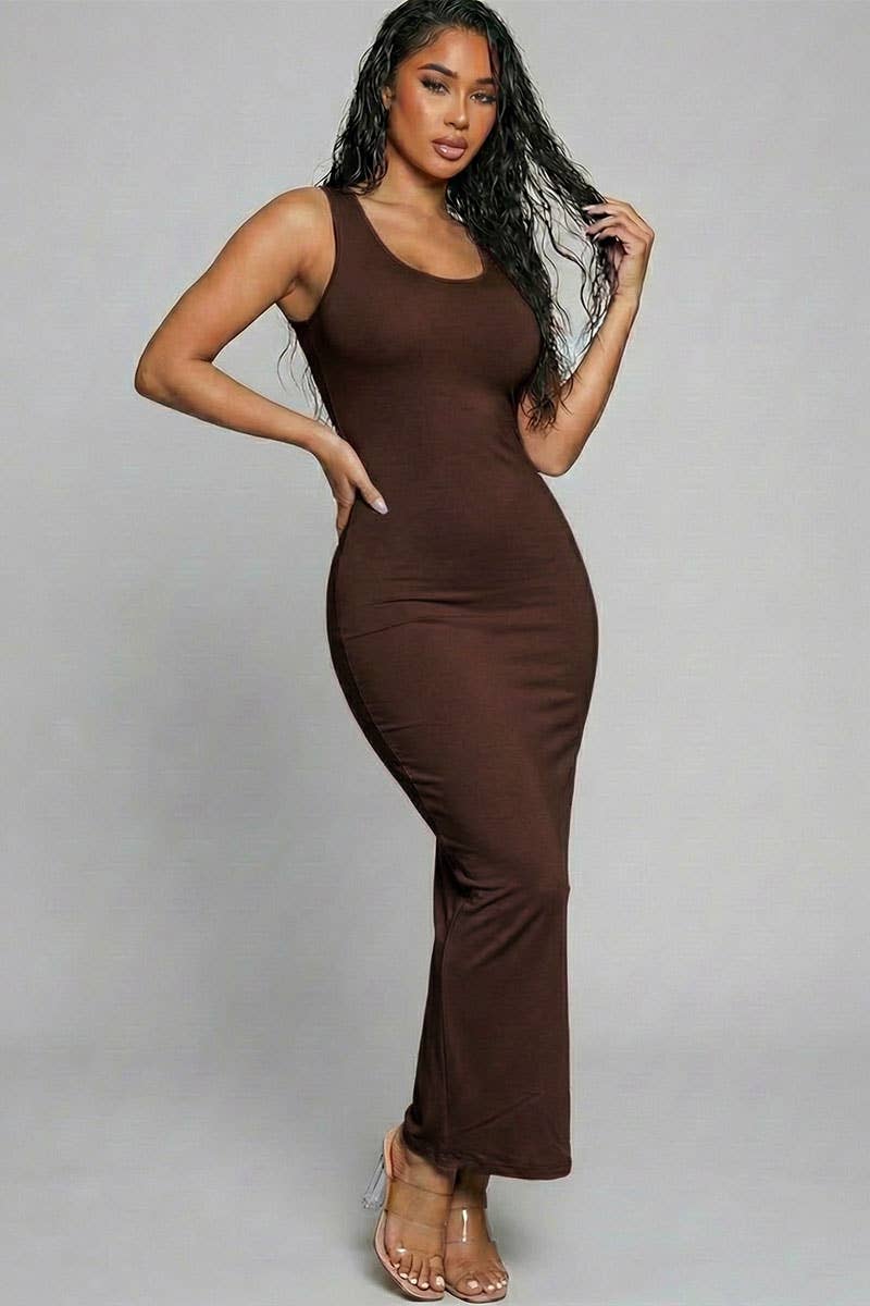 CAPELLA APPAREL – wholesale Klänning - Dam – Ärmlös maxiklänning i basstil6