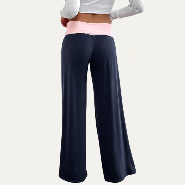 Relaxed Navy and Pink Wide-Leg Loungewear Pants for wholesale on Faire3