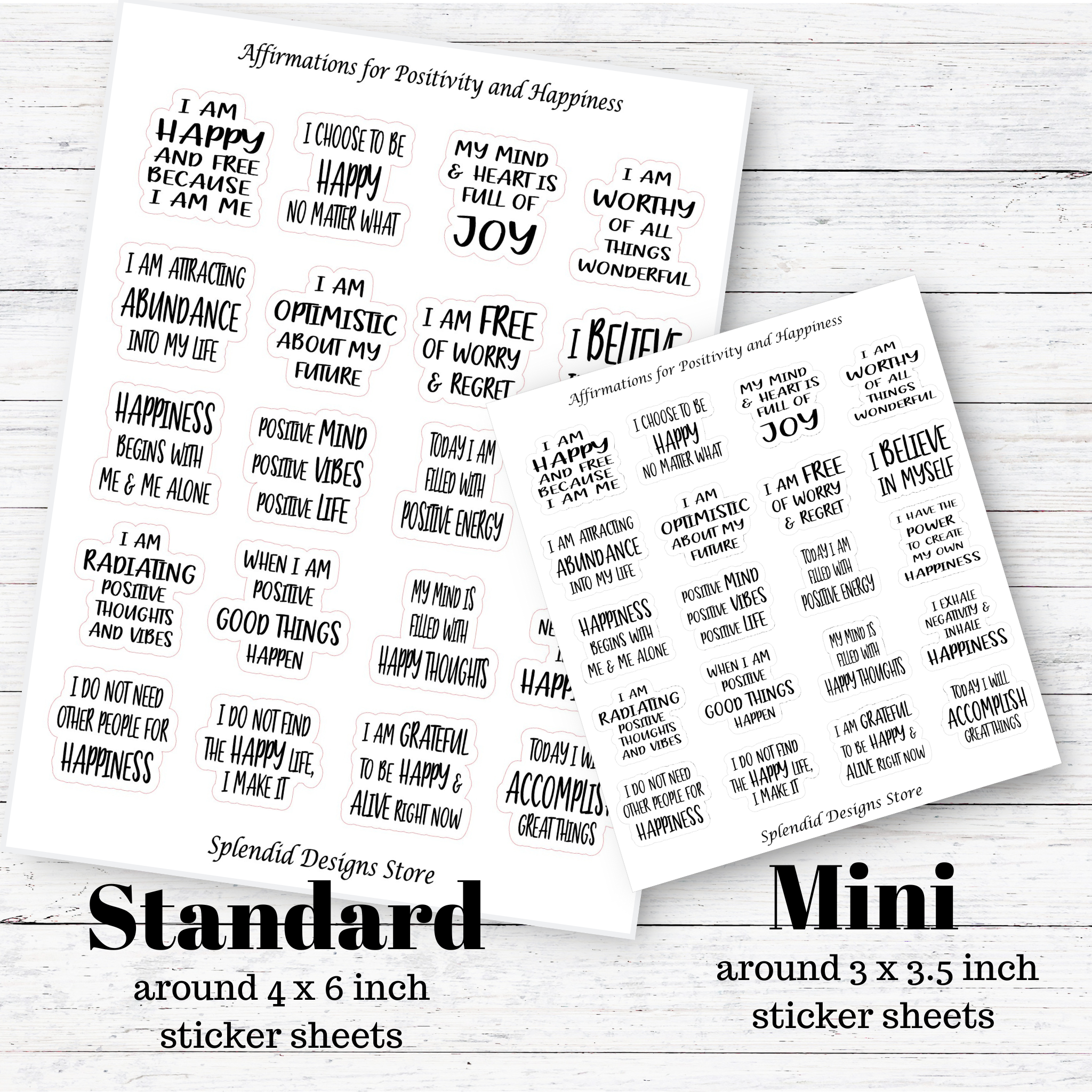 Splendid Designs Store - Wholesale Sticker - Positive Affirmations for Happiness Sticker Sheet2