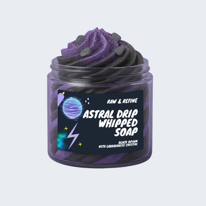 Sapone Montato Astral Drip - Infuso con Cristallo di Labradorite per la vendita all'ingrosso da parte di Raw & Refine