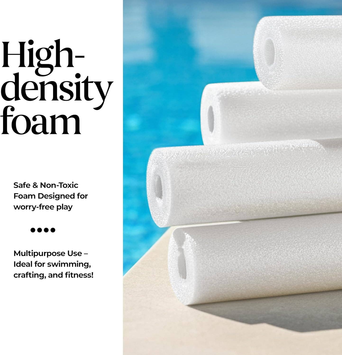 Play22 - Wholesale Strand/zwembad-speelgoed - Kinderen en baby - Zwembadnoedels Schuim 6-Pack – Grote Witte Zwemnoedelbuizen6