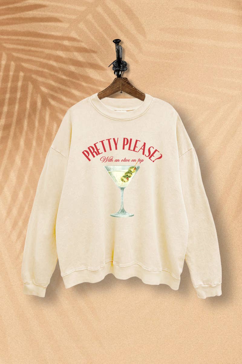 VINTAGE POINT USA – wholesale Sweatshirt med tryck - Dam – MARTINI "PRETTY PLEASE" GRAFISK MINERALTÄVTTAD SWEATSHIRT3