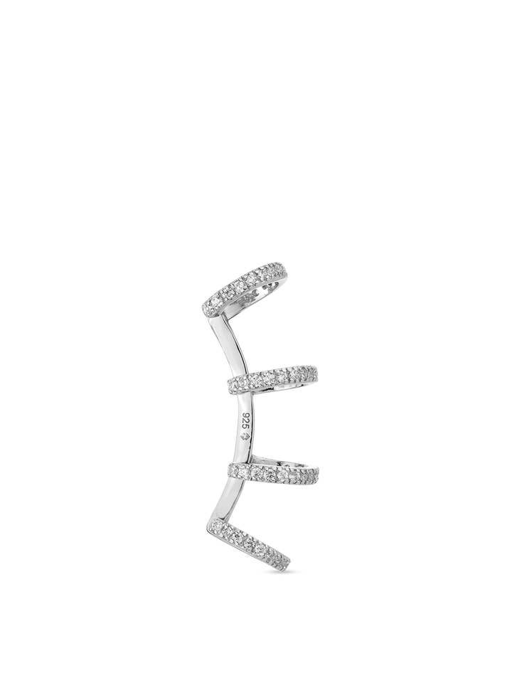 Manchette d'oreille Edge avec diamants blancs en argent sterling pour la vente par SALLY SKOUFIS™