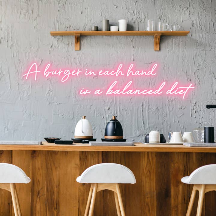 NexGenow - Wholesale Neon sign - Burger Balanced Diet - Neon Sign - Burger Neon6