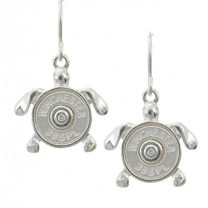 FR4911 Matte Silver Bullet Turtle Tortoise Dangle Earrings for wholesale by 0011 PREMIERE