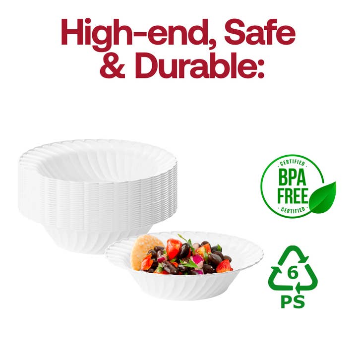 Smarty had a Party - Wholesale Disposable plate - 12 oz. White Flair Plastic Soup Bowls - 180 pcs5