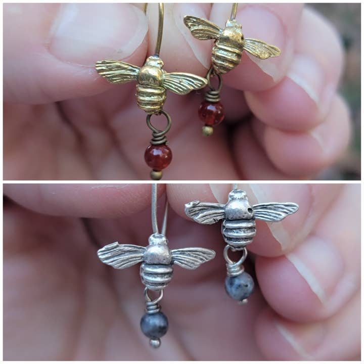 Tiny Honeybee Dangle Earrings for wholesale by Verdilune