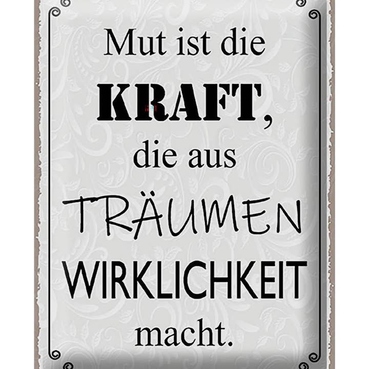 Tinnen bord met de tekst 30x40 cm Courage is strength from dreams Metalen decoratief bord tinnen voor wholesale door Femer