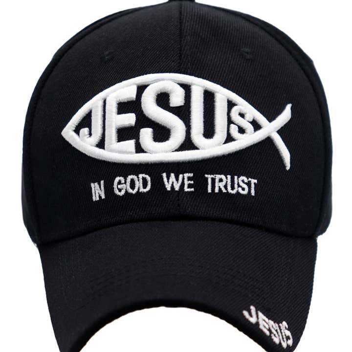Cap Zone - Wholesale Baseball Cap - Unisex - Jesus Fish In God We Trust Acrylic Baseball Cap
