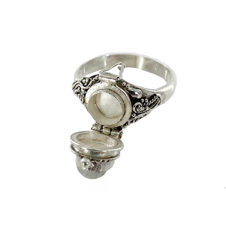 Weathered Raindrop - Wholesale Single Stone/Solitaire Ring - Ring for Ashes "Moonstone" Cremation Sterling Silver Urn