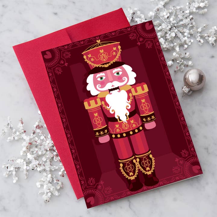 Design With Heart - Wholesale Christmas Card - HH68 - Christmas Nutcracker Greeting Card - Gold Foil