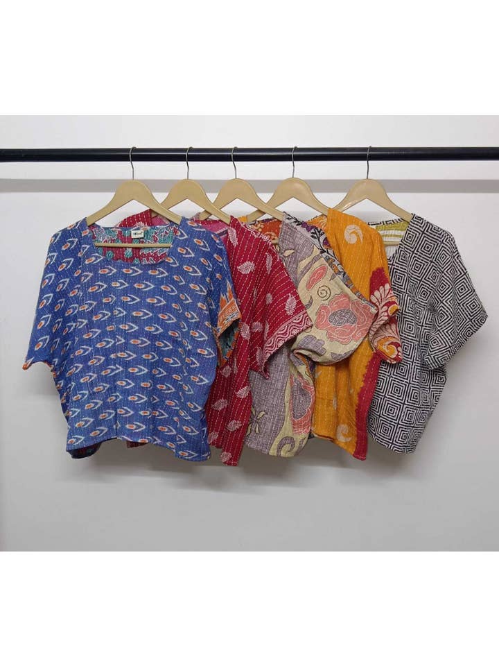 Wevez - Wholesale Blouse - Women's - Women Oversized Printed kantha Cotton Top Wholesale Mix Lot2