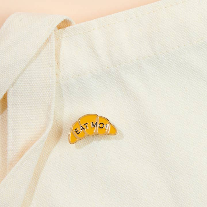 And Here We Are - Wholesale Lapel Pin/Button - Eat Moi- Croissant Food Pastry Lapel Pin - Stocking stuffer, Holiday, Gift Guide 1