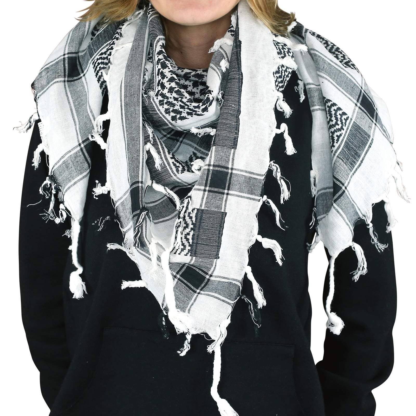 Tribal Trade GmbH - Wholesale Scarf - Unisex - Palituch - White - Black - Kufiya PLO towel11