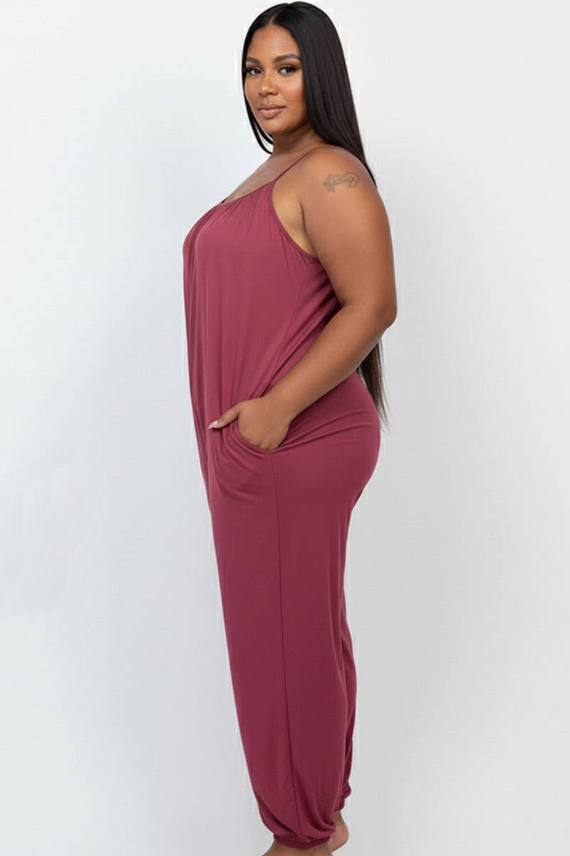 CAPELLA APPAREL - Wholesale Jumpsuit - Women's - Plus Size Sleeveless Jogger Jumpsuit8