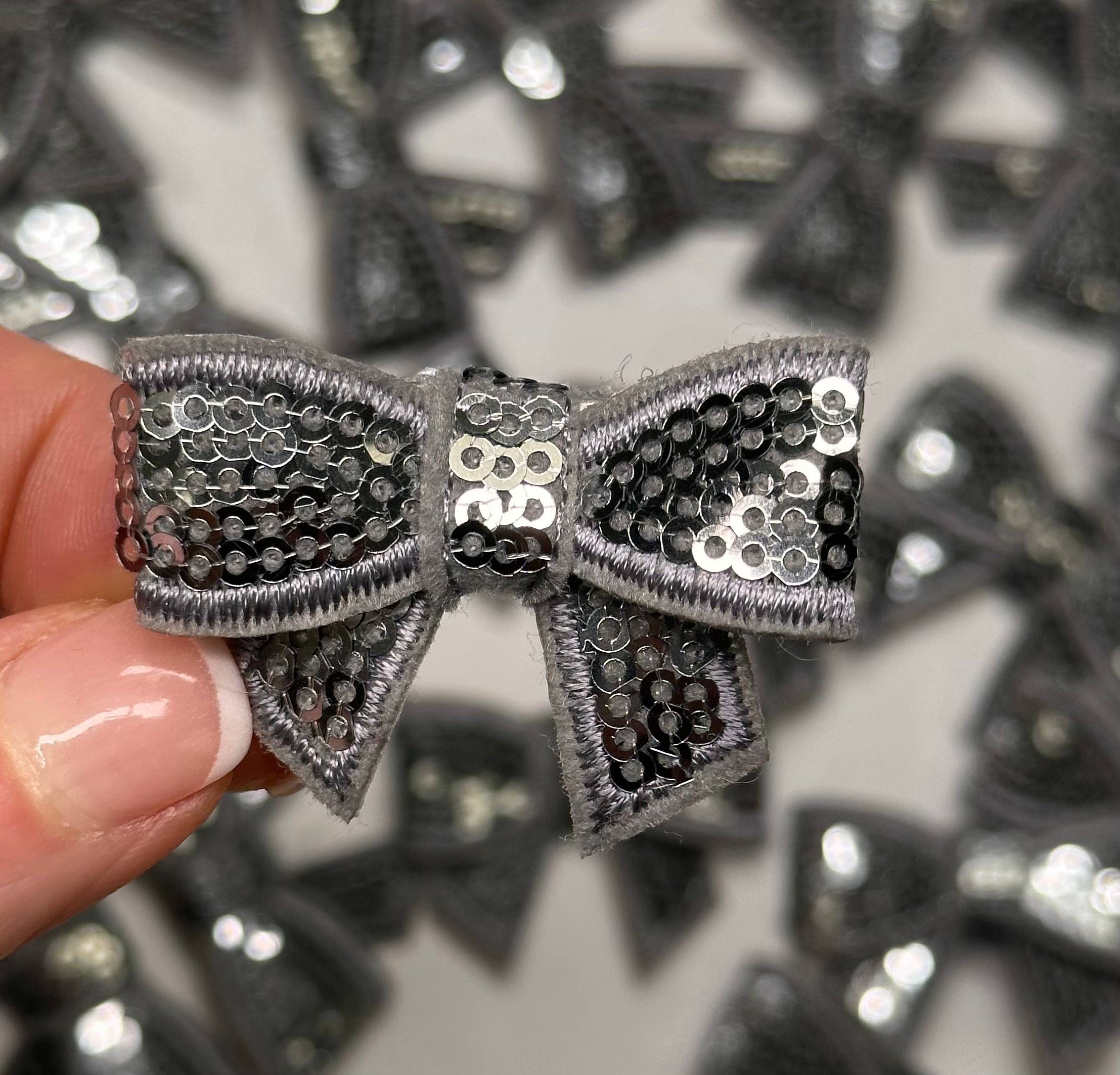 Aloe and Milk Boutique - Wholesale Hat Accessory - Women's - Sequin Bow Mini Patch, sequin patch, bow patch, cheer patch3