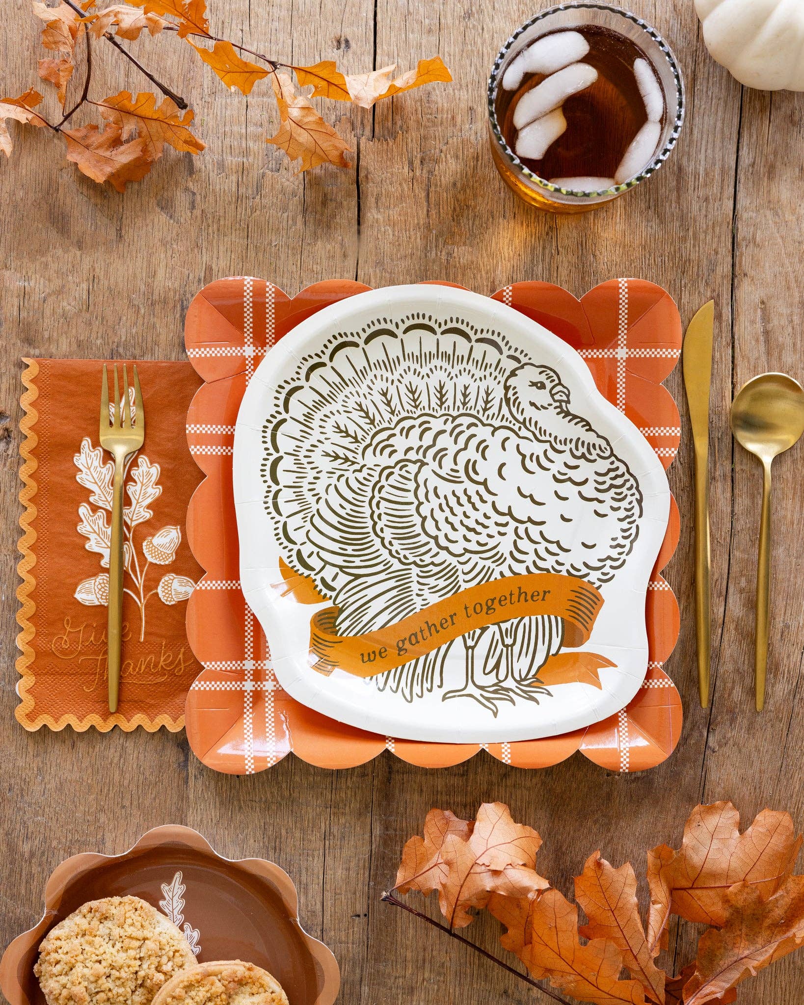 My Mind’s Eye - Wholesale Disposable Plate - GBL1243 - Rust Windowpane 10" Paper Plate2