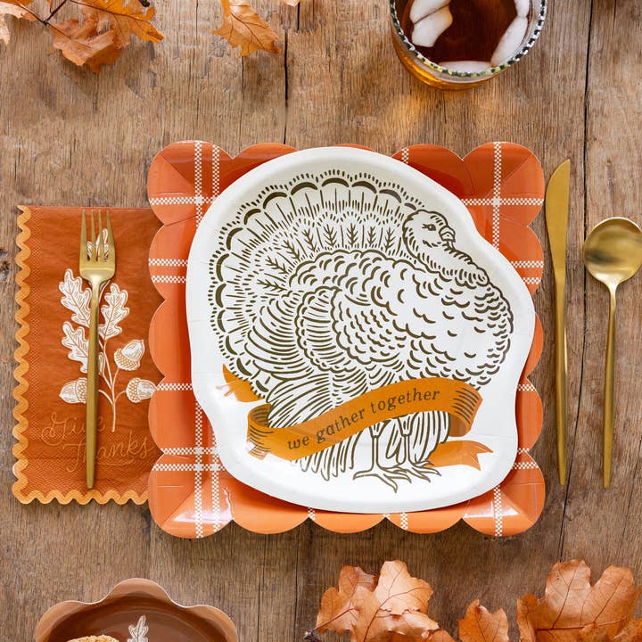 My Mind’s Eye - Wholesale Disposable Plate - GBL1243 - Rust Windowpane 10" Paper Plate2