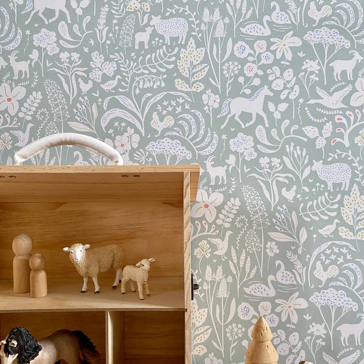 Minibeau – wholesale Wallpaper – Spring Wallpaper | Farm Wallpaper | Sage Nursery Wallpaper4