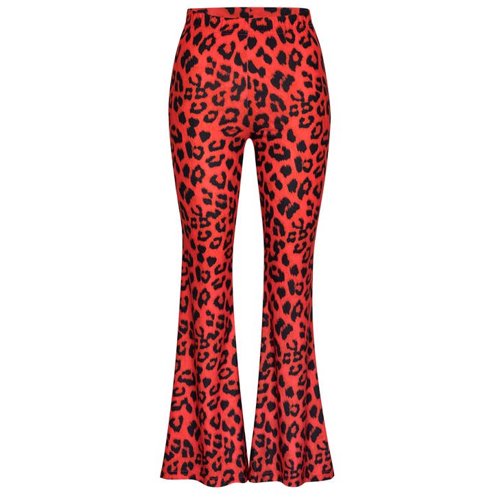 Cheetah Leopard Print Bell Bottoms Palazzo Flare Pants for wholesale by Pretty Attitude Clothing - EU