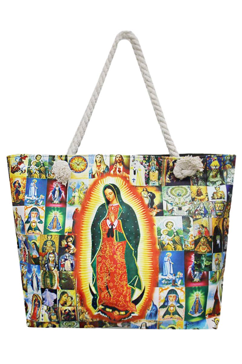 Cap Zone - Wholesale Tote Bag - Women's - Our Lady of Guadalupe Portrait Collage Canvas Tote Bag8