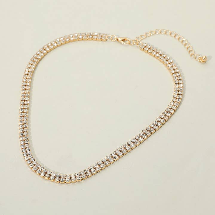 Vergoldete Doppelreihe Strasskette für den Großhandel von Sensibling Corp.