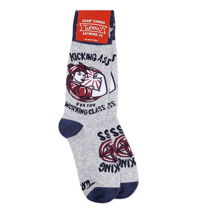 Kicking Ass for the Working Class Socks for wholesale by Adam Turman Artwork Co