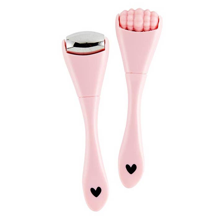 Angle - Wholesale Face/Beauty Roller - Spa To-Go Set - Pink with Green Pouch2
