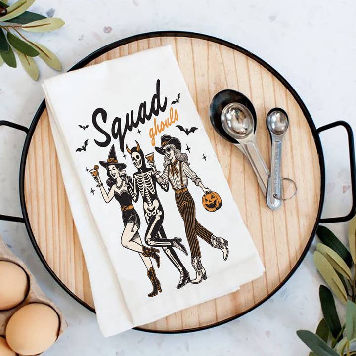 Halloween Retro Squad Ghouls Tea Towel for wholesale by Avery Lane Gifts