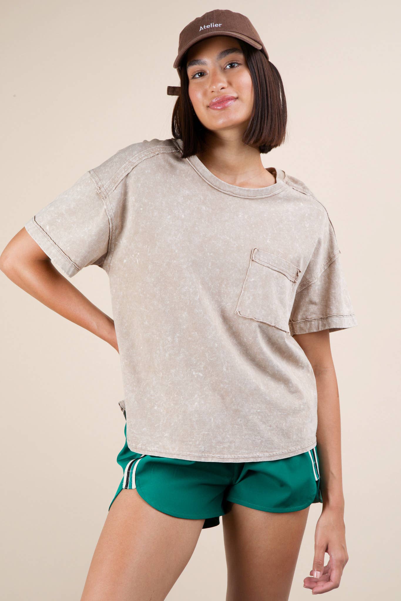 VERY J - Wholesale Knit Top - Women's - NT11108-Mineral Washed Knit Top with Pocket13