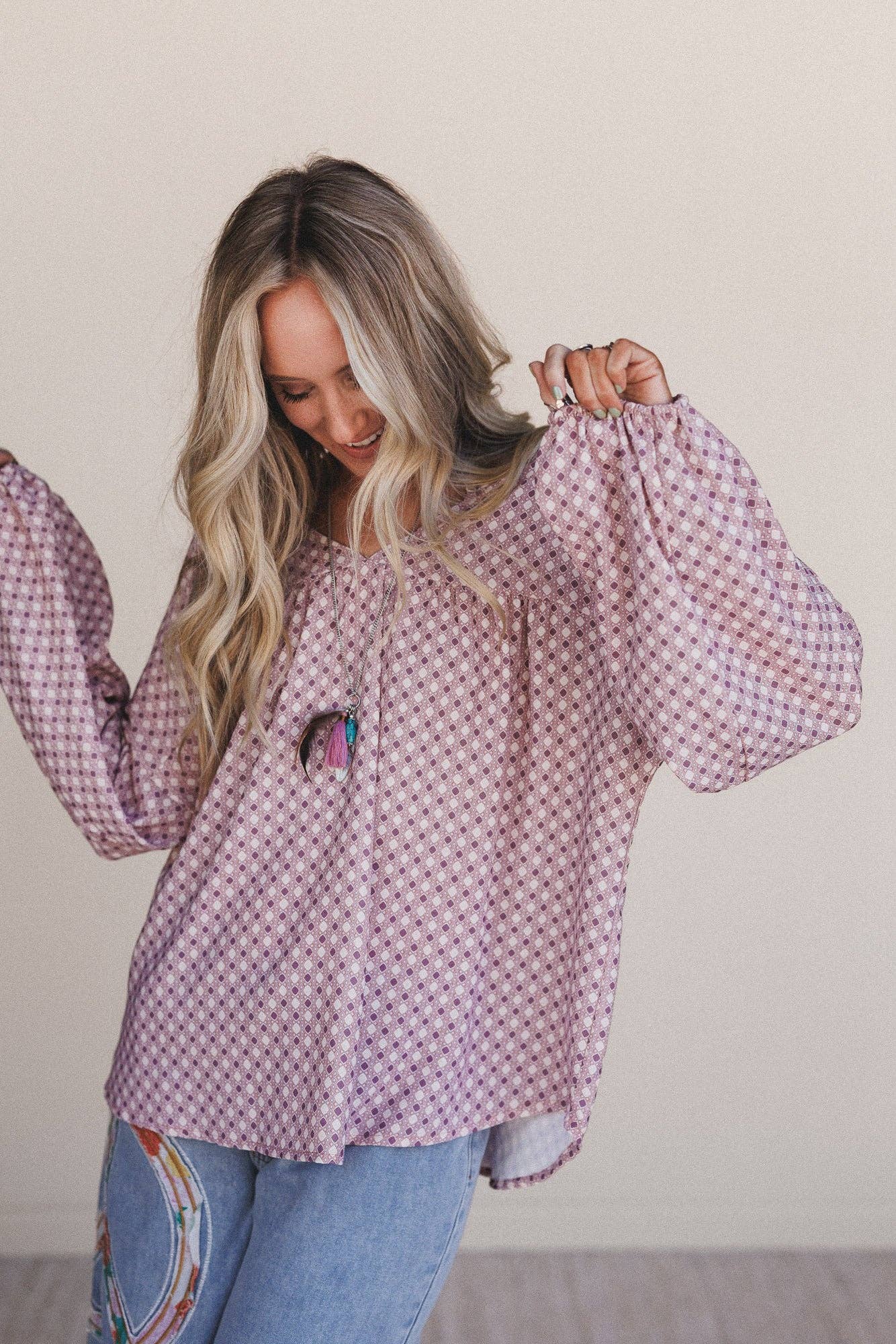 Rouge Haut imprimé Kendrix - Bordeaux en vente sur Faire2