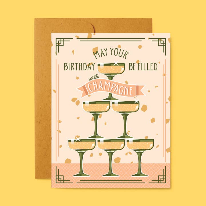 Champagne födelsedag kort för wholesale av Belle Belette